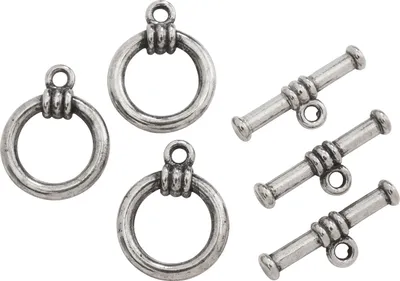 Produktbild von Knebelverschluss, 3 Stück, Ø ca. 15mm, Versilbert