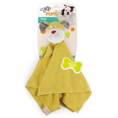 Produktbild von Pups Blanky Welpenspielzeug aus Jersey und Plüsch mit Qietscher, ca. 33 x 12,5 x 5 cm