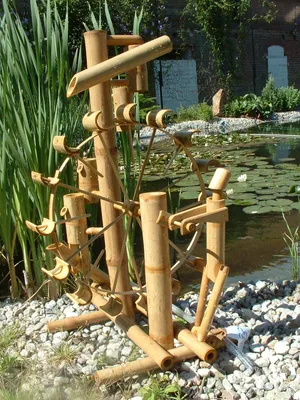 Image de thaiboo Bambou Jeu d'eau Asia Cascade Fontaine décorative Moulin à eau Roue à eau Fontaine pour étang Jardin Terrasse Balcon Intérieur et extérieur (12033)