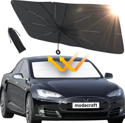 Produktbild von Modacraft Auto Sonnenschutz Frontscheibe UV-Schutz 10 Rippen Zugringgriff