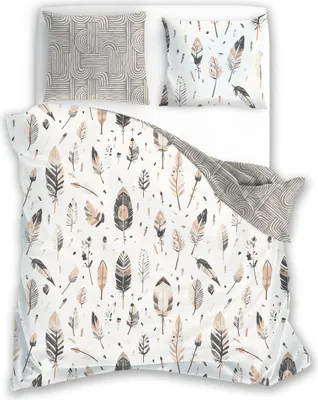 Obrázok produktu pre Posteľná bielizeň 160x200 cm + 2x 70x80 cm 100% bavlnený satén Posteľná súprava Obliečka na perinu (Boho 007)