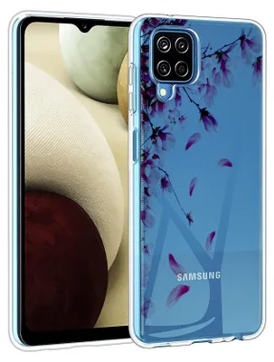 A clear product shot of a phone case with a floral design.