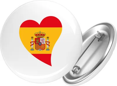 Produktbild von Huuraa Button Spanien Flagge Herz 25mm rund mit Sicherheitsnadel Ansteckbutton Geschenkidee