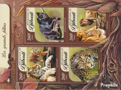 Produktbild von Briefmarken Dschibuti 2016 Mi 894-897 Kleinbogen (kompl. Ausg.) postfrisch Große Katzen
