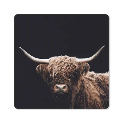 Produktbild von MuchoWow® Mauspad Mousepad Schottischer Highlander - Schwarz - Horn 30x30 cm - Mousepads - Maus Mat - Pad - Mausunterlage - Gaming