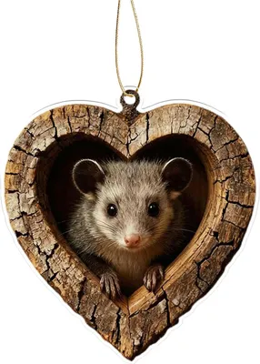 Produktbild von Herzförmiger Tier-Weihnachtsbaumschmuck, 2D-Acryl-Waldtier-Dekoration, Waldtier-Anhänger für den Weihnachtsbaum, Geschenk für Tierliebhaber