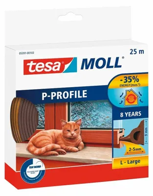 TESA Gummidichtung Profil P braun, 25 m selbstklebend