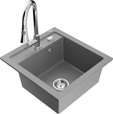 Produktbild von Mexen Vito 1-Becken-Granit-Spüle mit Mischbatterie Elia, Grau - 6503-71-670101-00
