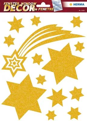 Produktbild von Fensterbilder Sterne Gold 1 Blatt Packung mit 5 Stück