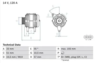 Produktbild von Bosch Lichtmaschine Generator 120A