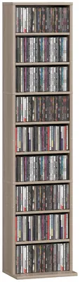 Immagine prodotto di HOMCOM Scaffale Porta CD con 6 Ripiani Regolabili, Capacitš€ di 260 CD/120 DVD, 33x24x140 cm, Color Legno