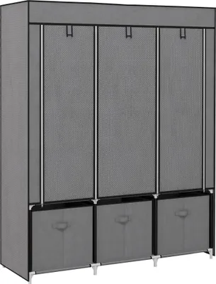 Produktbild von Fortuna Lai Garderobe Faltbar  Stoffschrank, Faltschrank mit Reißverschluss, Vliesstoff, Dunkelgrau, 125x43x162,5cm