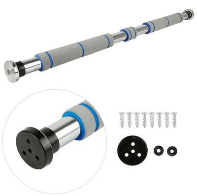 Produktbild von Klimmzugstange - Türreck - Verstellbar 80–115 cm - Rutschfest mit Schaumgriffen - Belastbar bis 150 kg - Heimtraining - Grau