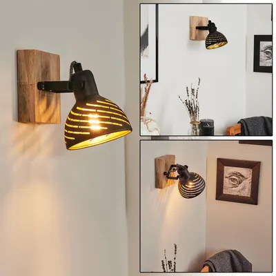 Produktbild von Mitterthal »Mitterthal« Wandlampe aus Metall/Holz in Schwarz/Natur