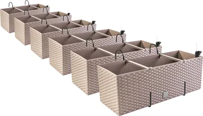 Produktbild von PAFEN 2v1 Set 6x Balcony Box Flower Box Ratanový vzhled 4 barvy květináče Flowerpot Mocca