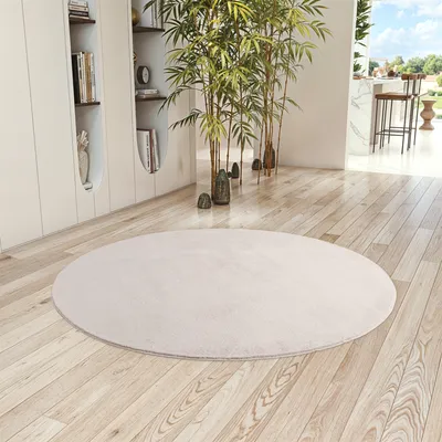 Produktbild von Teppium Waschbarer Kurzflor Teppich, rutschfest & weich, Modernes Einfarbig Design für Wohnzimmer, Schlafzimmer, Grösse: 200 cm Rund