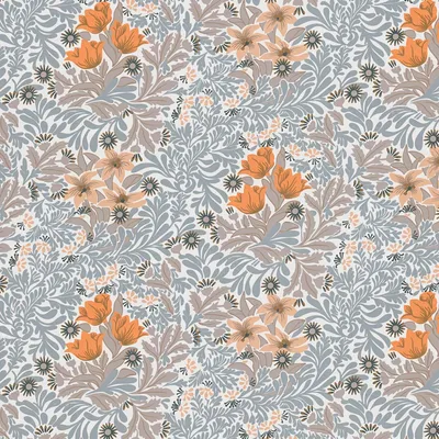 Produktbild von Profhome 390574-GU Blumen Tapete Floral matt grau orange weiß beige 5,33 m2