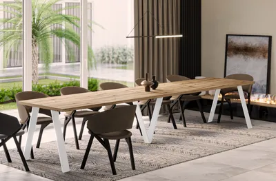 Produktbild von ENDO-Möbel Ausziehbarer Esstisch XXL Lungo White 130-405cm (Eiche Evoke)