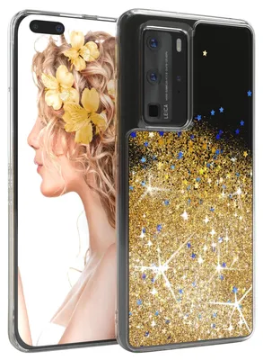 Produktbild von EAZY CASE - Glitzer Hülle kompatibel mit  Huawei P40 Pro Glitzer Schutzhülle, Soft Case, Backcover Transparent mit Motiv