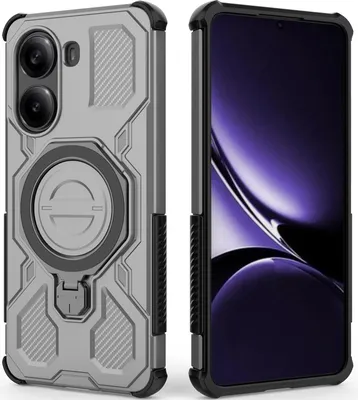 Produktbild von Robuste Handyhülle für Xiaomi Poco X7 Pro /Redmi Turbo 4 mit Ringhalter Ständer Stoßfest, Magnetisch, Dual-Layer Schutz Grau