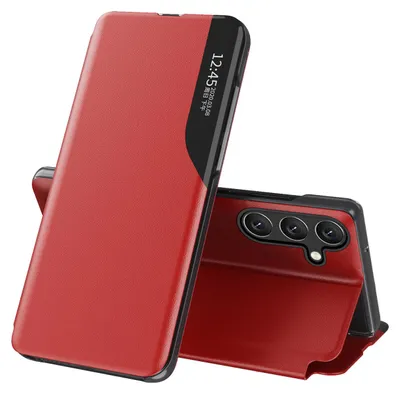 Image de Eco Leather View Case pour Samsung Galaxy S25+ avec rabat et support - Rouge