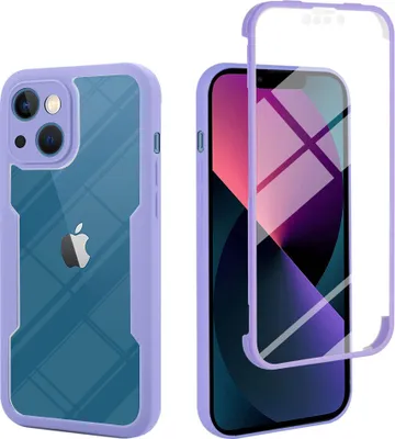 Produktbild von iPhone 14 Plus Schutzhülle, Eingebautem Displayschutz 360 Grad Komplettschutz Handyhülle für iPhone 14 Plus Lila