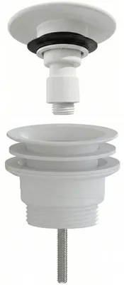 Obrázek produktu pro sklokeramikaO - Umyvadlová výpusť - 5/4“ click-clack - univerzální - neuzavíratelná - plast - bílá matná