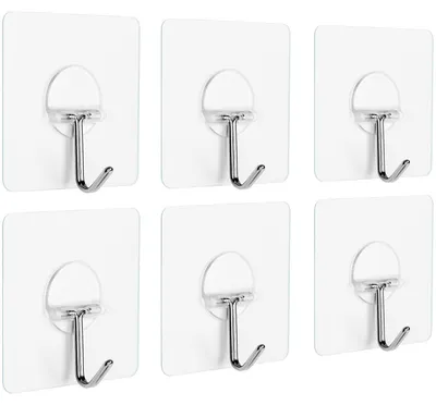 Selbstklebende Wandhaken transparent 6er Set bis 5,9 kg