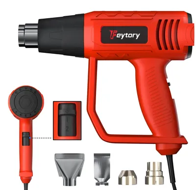 Produktbild von Elektrische Heißluftpistole - Heißluftgebläse 220V 200 W - Einstellbare Temperatur - 4 Düsen - Für Farbentfernung Und Schrumpffolie - Rot