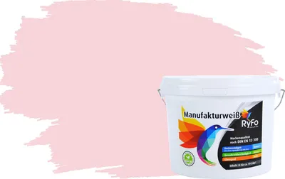 Produktbild von RyFo Colors Bunte Wandfarbe Manufakturweiß Pastellrosa 3l - weitere Violett Farbtöne und Größen erhältlich, Deckkraft Klasse 1, Nassabrieb Klasse 1