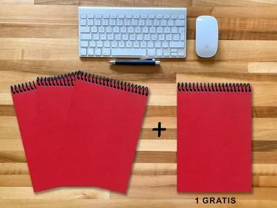 Produktbild von A 4 Notizblock - Set, 3+1 gratis, Luxury 80 Seiten ROT JUPITER GLITTER-OPTIK, kariert 5x5mm