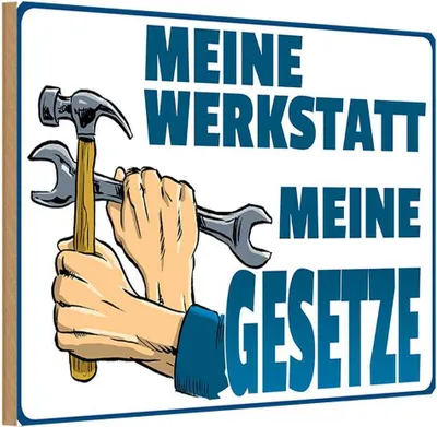 Produktbild von vianmo Holzschild 12x18 cm meine Werkstatt Gesetze Auto Garage