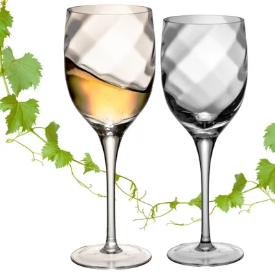 Produktbild von IMPERIAL Weißweingläser 290ml – Set mit 2 Weingläsern aus Crystalline Glas – elegante facettierte Form mit Rautenmusterung Serie „Glamour“ – handgefertigt