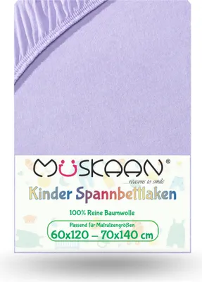 Produktbild von Jersey Kinder Spannbettlaken 60x120 cm - 70x140 cm Flieder 100% Baumwolle