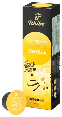 Obrázok produktu pre Tchibo Cafissimo Espresso Vanilla kávové kapsule, 10 kapsúl (espresso, aromatická s jemnou vanilkovou príchuťou), udržateľný a spravodlivý obchod, limitovaná edícia