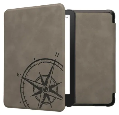 Produktbild von kwmobile Schutzhülle für Amazon Kindle Paperwhite (2024)/Colorsoft Hülle - eReader Case aus Kunstleder mit Auto Sleep Funktion - Kompass Vintage mit