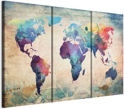 Produktbild von Vlies Leinwandbild - Rainbow Map (triptych) 120x80 cm Karten 020113-47