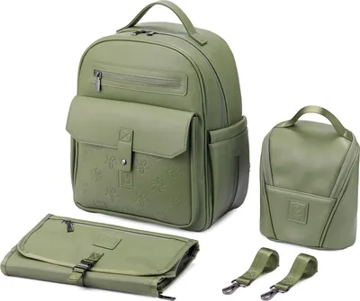 Produktbild von Brisby Venezia Strapazierfähige Wickeltasche – Wickeltasche – inkl. Wickelunterlage – Kühltasche – Buggy- und Kinderwagenhaken – Kunstleder – Grün