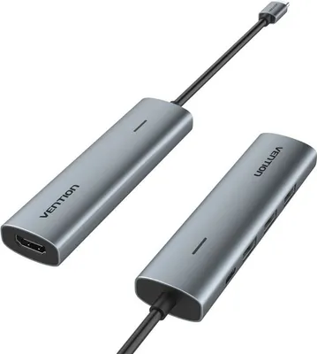 Zdjęcie produktu dla Vention TGGHB, Przewodowa, USB 3.2 Gen 1 (3.1 Gen 1) Type-C, 100 W, Szary, 5 Gbit/s, Aluminium