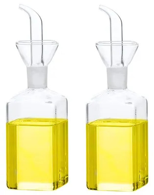 Ölflasche Glas 250 ml mit Ausgießer, 2 Stück, transparent