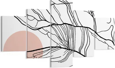 Produktbild von Bild auf Leinwand - Leinwandbild - 5 Teile - Abstraktion Linien Sonne - 125x70cm - Wand Bild - Wanddeko - Wandbilder - Leinwanddruck - Bilder - Wanddekoration - Leinwand bilder - EA125x70-4770