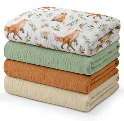 Produktbild von Elzusha – Set aus 4 atmungsaktiven Wickeltücher, 95 x 100 cm, für Babys