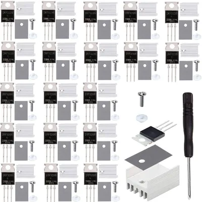 20x IRF3205 MOSFET N-Kanal 110A 55V TO-220AB mit Kühlkörper