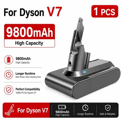 Produktbild von Ersatzakku - V7 Staubsauger - 9800 mAh - 21,6 V - Lithium-Ionen - Wiederaufladbar - Nur Akku