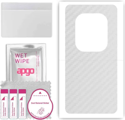 Produktbild von apgo Rückseite Schutzfolie, Skin, kompatibel mit Tecno Phantom X2, Hinten Displayschutzfolie aus Vinylfolie, kratzfest, einfache Montage - Transparenter Kohlenstoff