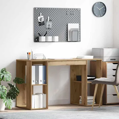 Image de Maison Exclusive - Bureau Chêne Artisan 130 x 50,5 x 75 cm Matériau dérivé du bois