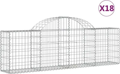 Obrázok produktu pre vidaXL Gabióny s vysokým oblúkom 18 ks 200x30x60/80 cm Pozinkované železo