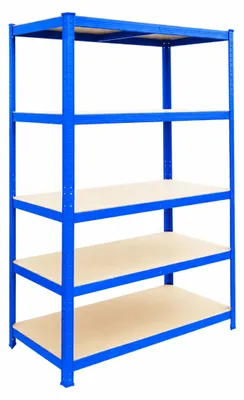 Image de Étagère de rangement robuste Relaxdays, dimensions (H x L x P) : 200 x 100 x 60 cm, capacité de charge : 875 kg, 5 niveaux, idéale pour le stockage en cave, à assembler, couleur bleu/marron, Image générée par une IA