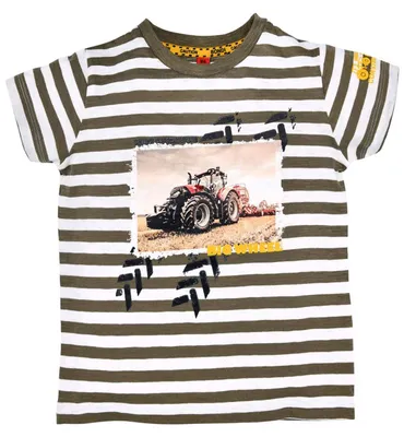 Produktbild von BONDI Jungen T-Shirt "Traktor" 33147 | Stripe Khaki White Größe: 128