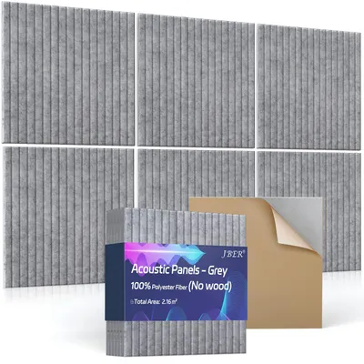 Productafbeelding van Akoestische panelen 60 x 60 cm, 6 stuks, grijs, voor opnamestudio